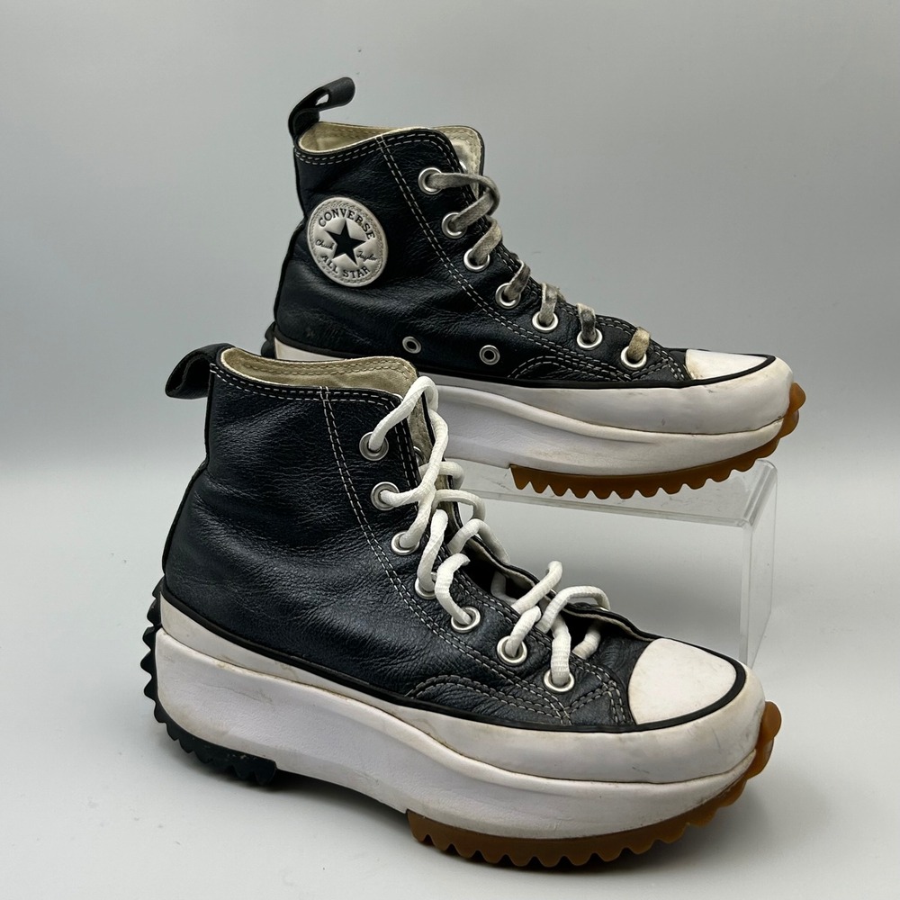 Converse Chuck Taylor Leather Run Star Hike Platform Boots Kids 2.5 Black Sneake